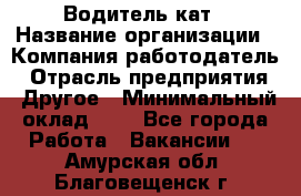 Водитель кат › Название организации ­ Компания-работодатель › Отрасль предприятия ­ Другое › Минимальный оклад ­ 1 - Все города Работа » Вакансии   . Амурская обл.,Благовещенск г.